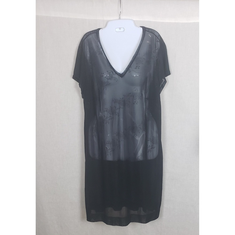 Venezia Black Floral Sheer Tunic Dress‎ Cover Up Dark Romance Fairy Whimsigoth